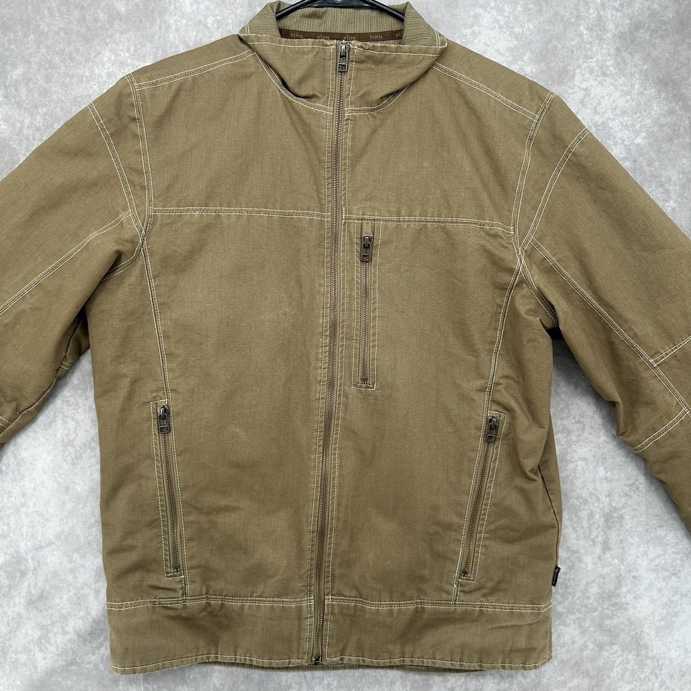 Kuhl Men S Burr Jacket Brown Canvas Fleece Lined Rugged Cotton Work Coat Utility - Picture 3 of 10